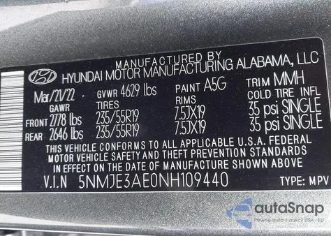 2022 Hyundai Tucson Limited from USA, damaged, VIN 5NMJE3AE0NH109440